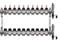 Wigell Podlahový rozdělovač WIGELL, 10 okruhů, nerez + odvzdušňování na klíč 8481.80.90