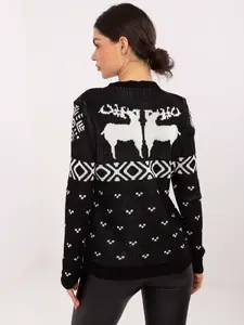 Čierny vianočný sveter s motívom sobov