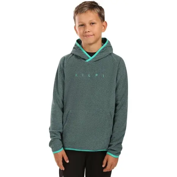 KILPI FLOND Chlapčenská flísová mikina s kapucňou, tmavo zelená, veľkosť