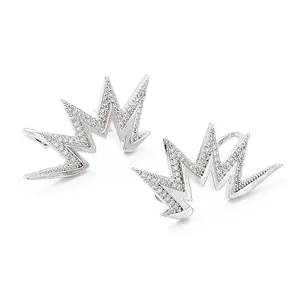 Brass Micro Pave Clear Cubic Zirconia Stud Earrings