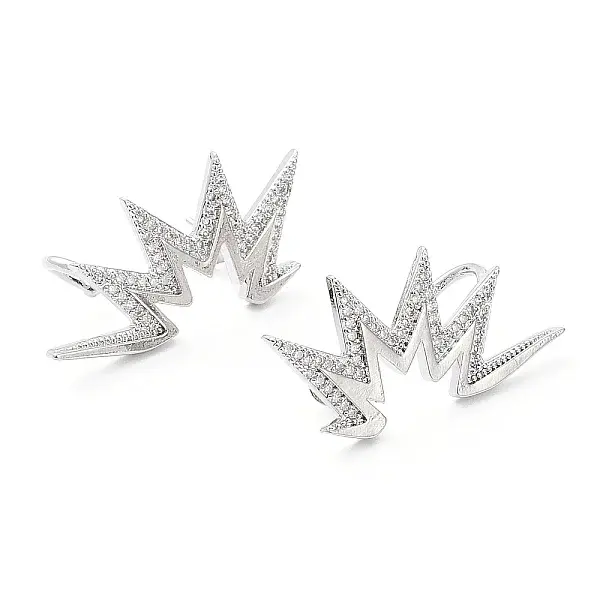 Brass Micro Pave Clear Cubic Zirconia Stud Earrings