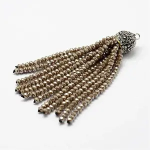 Electroplate Glass Bead Tassel Big Pendants