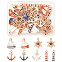 36Pcs 9 Styles Alloy Enamel Pendants