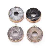Edge Golden Plated Natural Druzy Agate Pendants