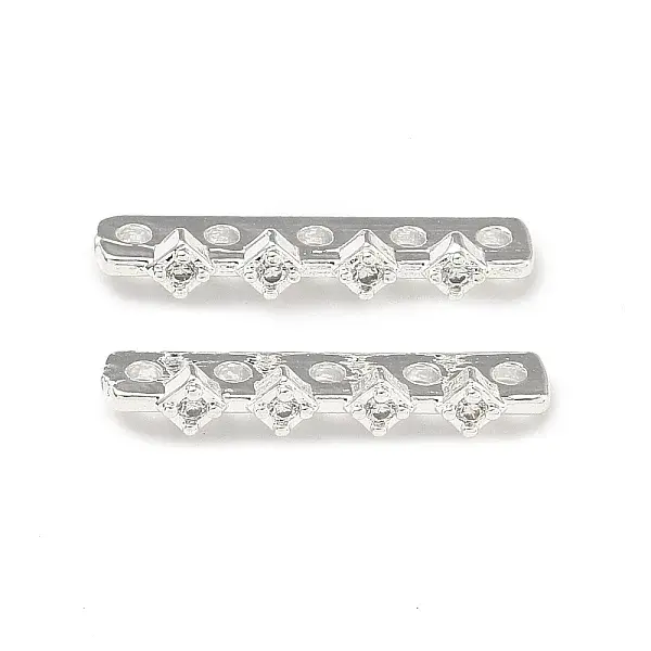 Brass Micro Pave Clear Cubic Zirconia Spacer Bars