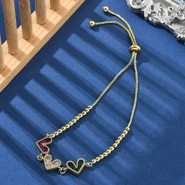 Brass Micro Pave Cubic Zirconia Slider Bracelets