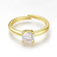 Brass Micro Pave Clear Cubic Zirconia Solitaire Rings