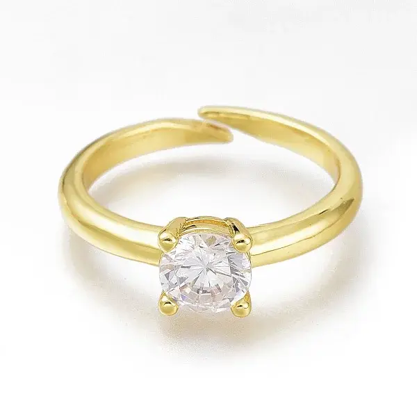Brass Micro Pave Clear Cubic Zirconia Solitaire Rings