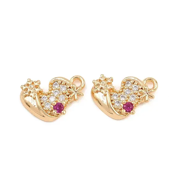 Christmas Brass Micro Pave Cubic Zirconia Pendants