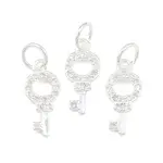 925 Sterling Silver Pave Clear Cubic Zirconia Key Charms