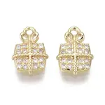 Brass Micro Pave Clear Cubic Zirconia Charms
