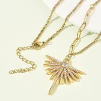 304 Stainless Steel Micro Pave Clear Cubic Zirconia Pendant Necklaces for Women