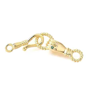 Brass Micro Pave Green Cubic Zirconia Fold Over Clasps