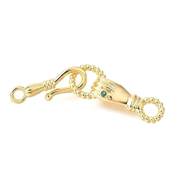 Brass Micro Pave Green Cubic Zirconia Fold Over Clasps