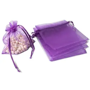 100Pcs Rectangle Organza DIY Craft Drawstring Bags