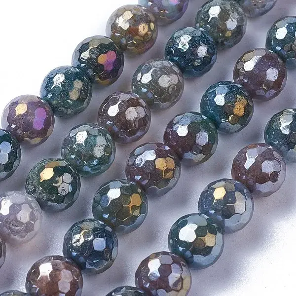 Electroplate Natural Indian Agate Beads Strands