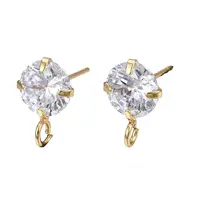 Brass Micro Clear Cubic Zirconia Stud Earring Findings