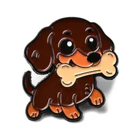Dachsies Biting Bone Enamel Pins