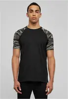 Raglan kontrastné tričko čierne/tmavé s kamienkami