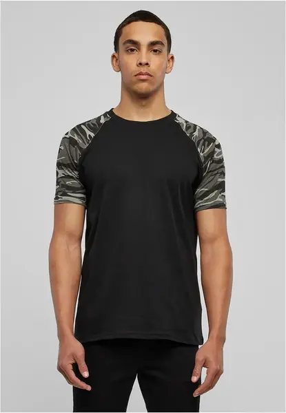 Raglan kontrastné tričko čierne/tmavé s kamienkami