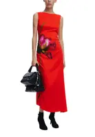 Desigual červené maxi šaty s květinovým vzorem