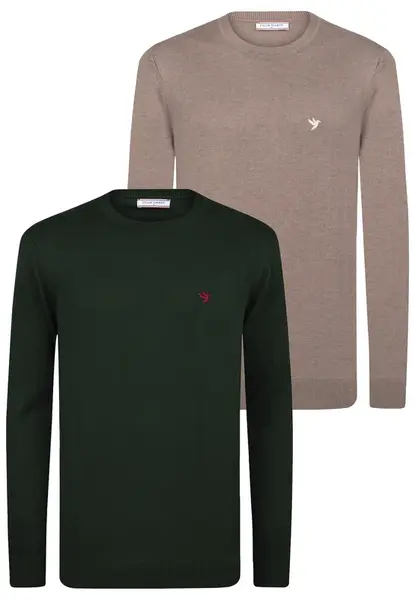 Felix Hardy Sveter  svetlohnedá / tmavozelená