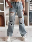 Dámské džíny wide leg s dírami
