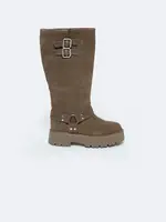 BIG STAR SHOES Kožené semišové dámské kozačky s přezkami zateplené Big Star