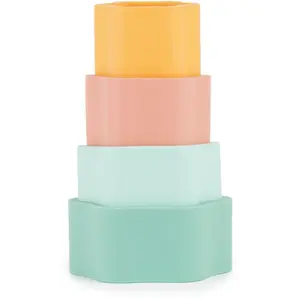 Bieco Silicone Stacking Tower Flower aktivity hračka 12 m+ Tropical Vibes 4 ks