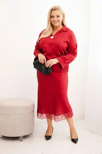 Plus size sada s krajkou a saténovým leskem