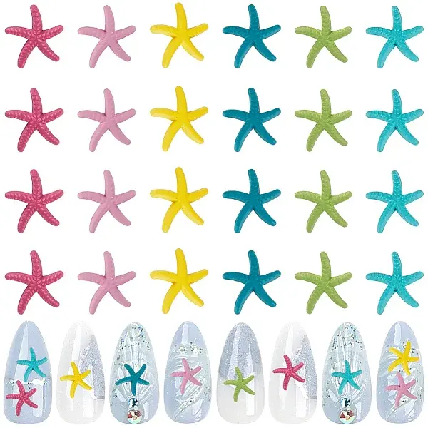 60Pcs 6 Colors Starfish Iron Alloy Cabochon