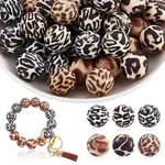 60 Pcs 15mm Silicone Beads Loose Silicone Beads Kit Leopard Print Silicone Beads for Keychain Making Bracelet Necklace
