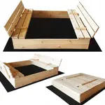 Drevené pieskovisko s lavičkami prírodné 150cm