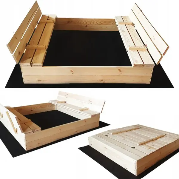 Drevené pieskovisko s lavičkami prírodné 150cm