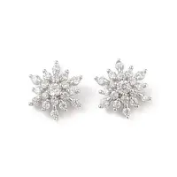 Rhodium Plated 925 Silver Pave Clear Cubic Zirconia Snowflake Charms