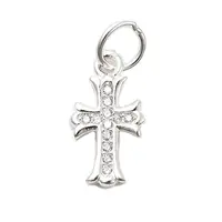925 Sterling Silver Micro Pave Clear Cubic Zirconia Cross Charms