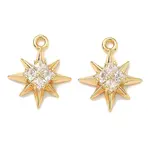 Brass Micro Pave Cubic Zirconia Star Charms
