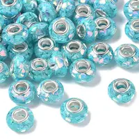 Transparent Resin Rondelle European Beads