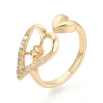 Heart Brass Micro Pave Clear Cubic Zirconia Cuff Rings Setting