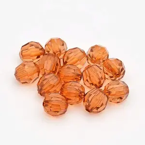 Faceted Transparent Acrylic Round Beads