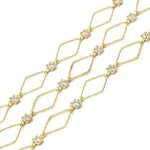 Handmade Brass Pave Clear Cubic Zirconia Rhombus Link Chains