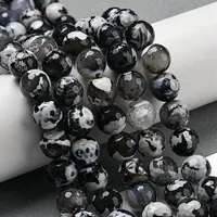 Faceted Natural Fire Crackle Agate Beads Strands