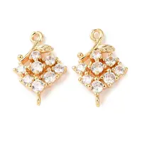Brass Micro Pave Clear Cubic Zirconia Connector Charms