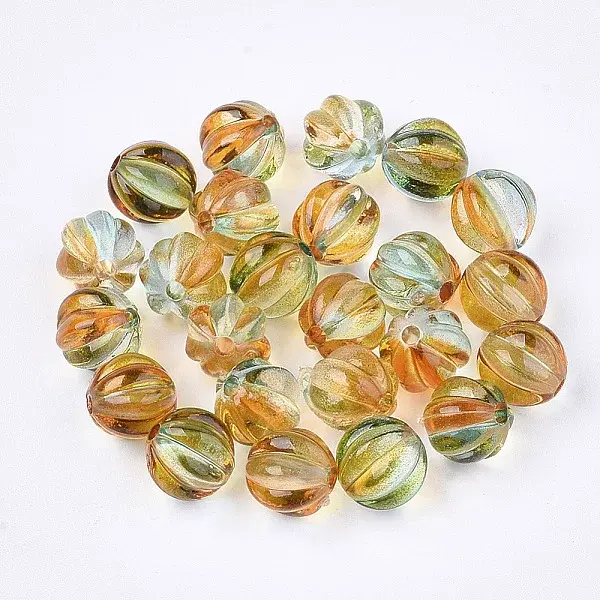 Two Tone Transparent Spray Painted Acrylic Corrugated Beads