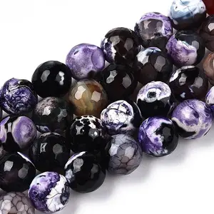 Natural Fire Crackle Agate Bead Strands