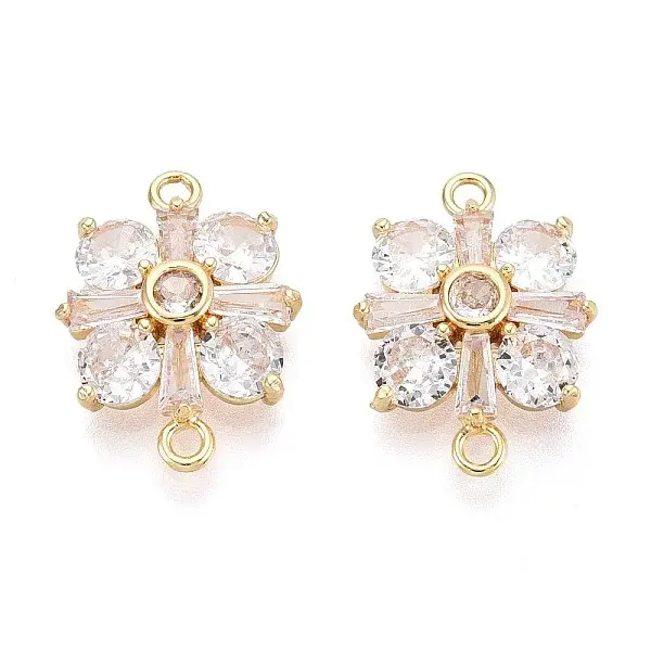Brass Pave Clear Cubic Zirconia Connector Charms