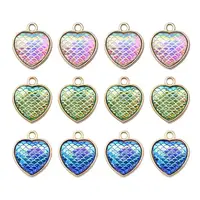 12Pcs 3 Colors Alloy Resin Pendants