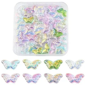 50Pcs 8 Colors Transparency Electroplate Glass Beads Set