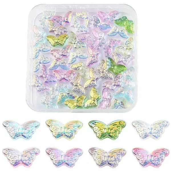 50Pcs 8 Colors Transparency Electroplate Glass Beads Set