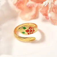 201 Stainless Steel Enamel Snake Open Cuff Ring for Women